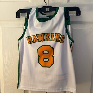 White and Green Hawkins Basketball Jersey